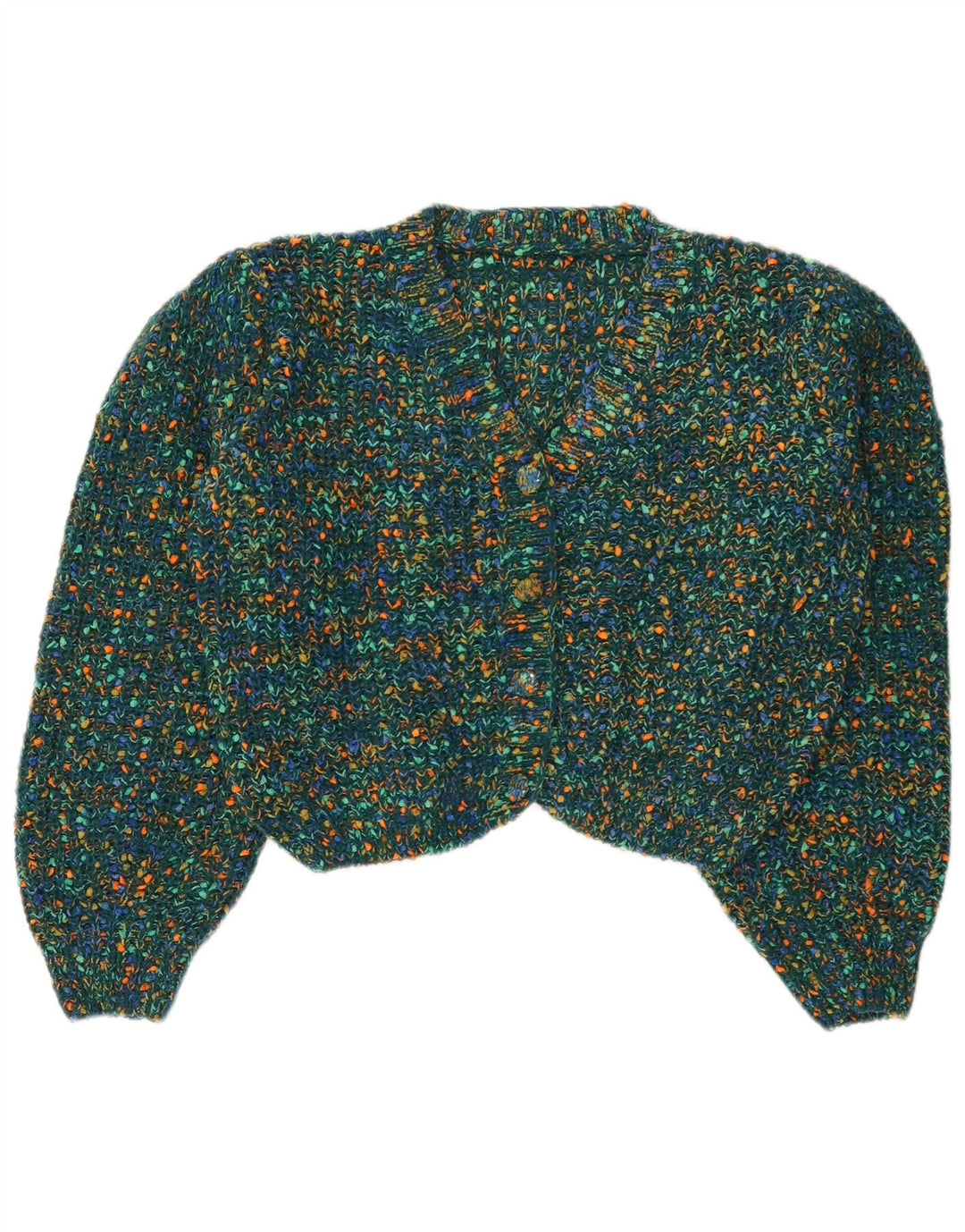 Ženski kratki kardigan pulover od jabukovače UK 16 od poliestera s velikim zelenim pjegama