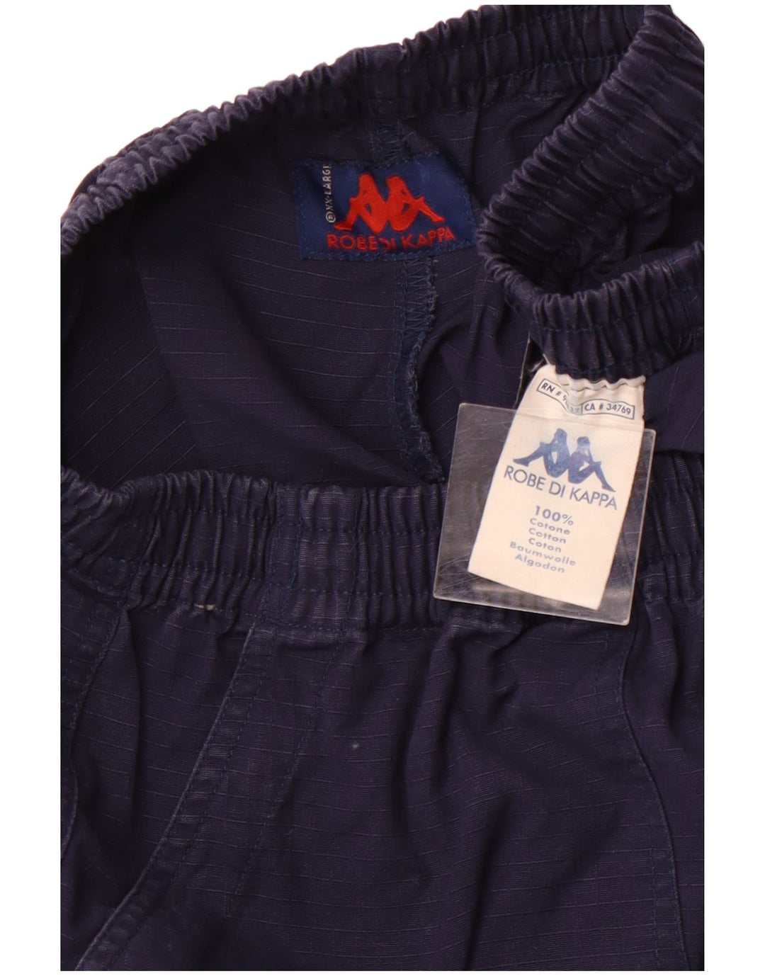 KAPPA Ženske Cargo kratke hlače visokog struka 2XL W32 tamnoplave karirane pamučne sportske