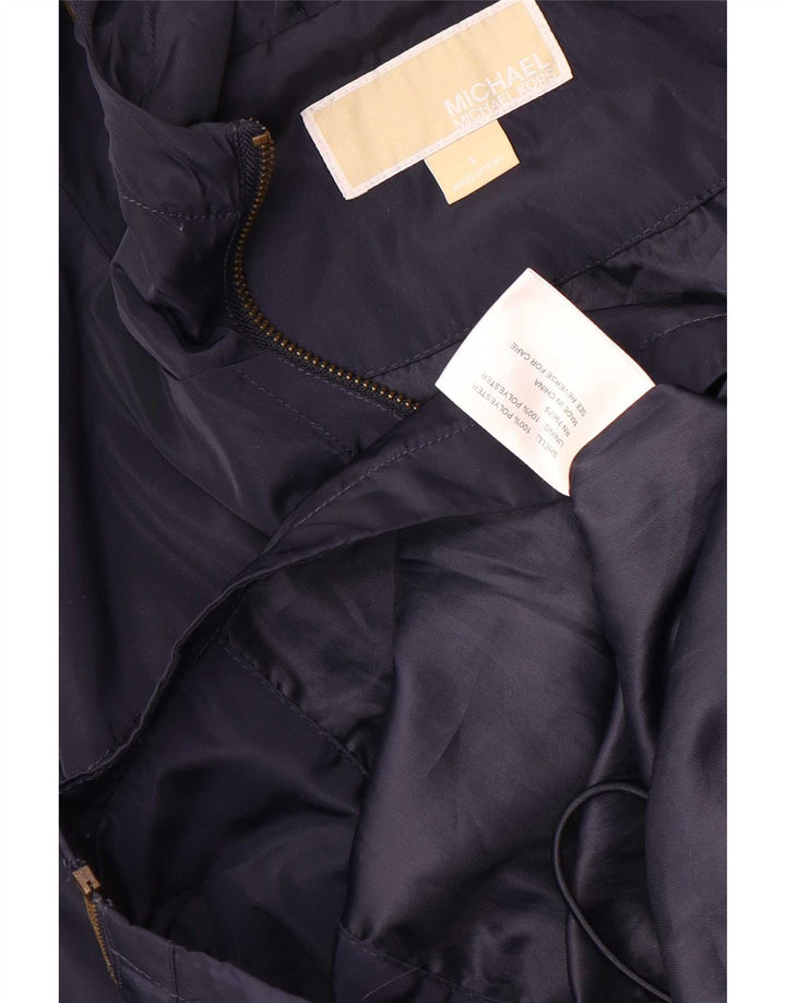Michael Kors Womens Hooded Utility Jacket UK 10 Small Navy Blue Polyester