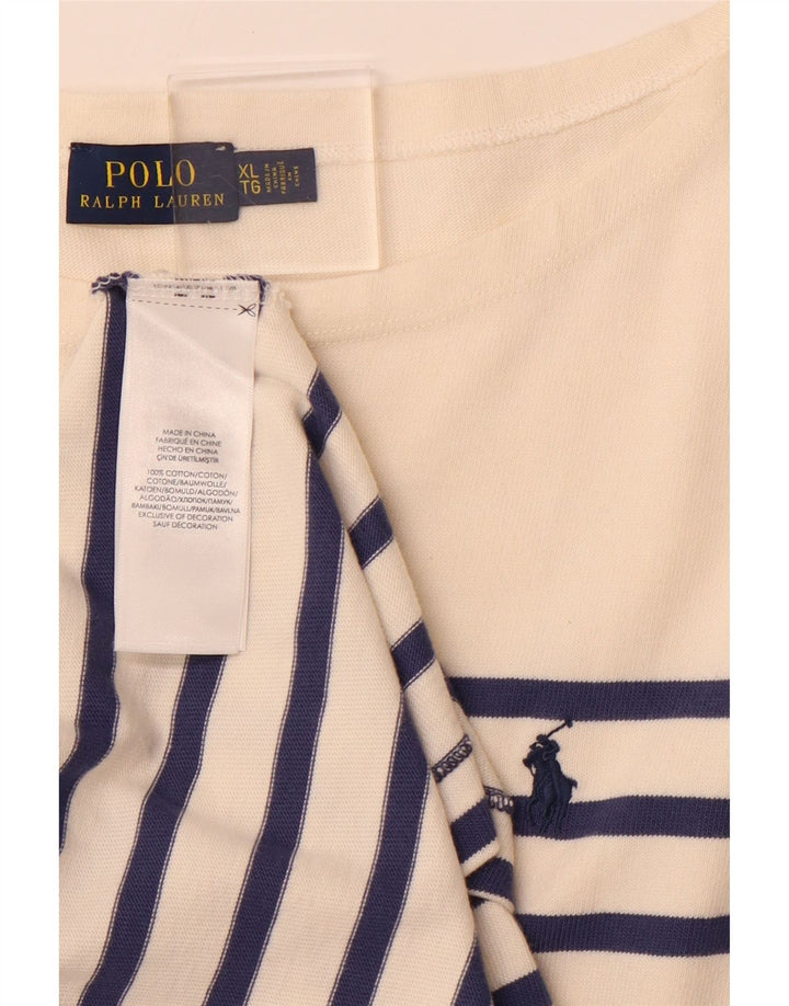 POLO RALPH LAUREN Ženska majica dugih rukava UK 18 XL Bijela prugasta