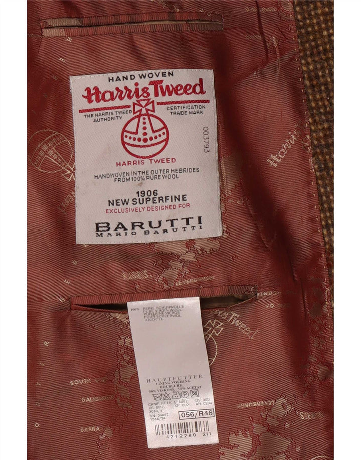 Harris Tweed Muški sako sa 2 gumba UK 46 3XL Smeđa djevičanska vuna
