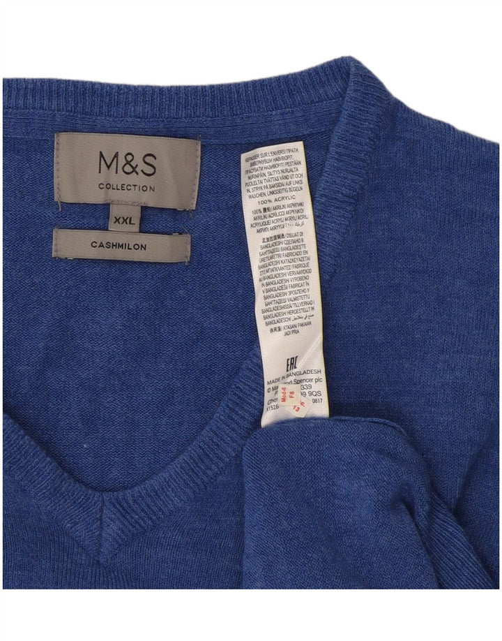 Marks & Spencer muški džemper s V-izrezom 2XL plavi akril