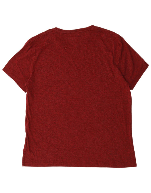 Jack Wills muška majica kratkih rukava s grafičkim motivima XL, tamnocrveni flekasti pamuk