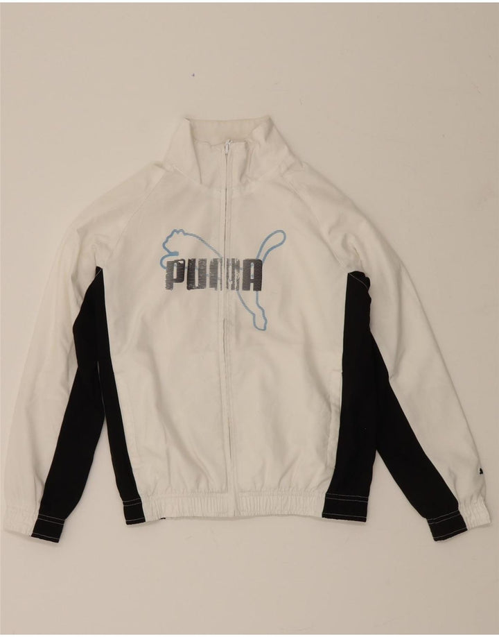 PUMA Boys Graphic Tracksuit Top Jacket 9-10 Years White Colourblock Vintage Puma and Second-Hand Puma from Messina Hembry 