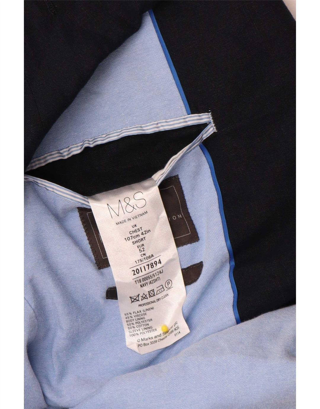 Marks & Spencer muška jakna sa 2 gumba UK 42 Large tamnoplavi lan