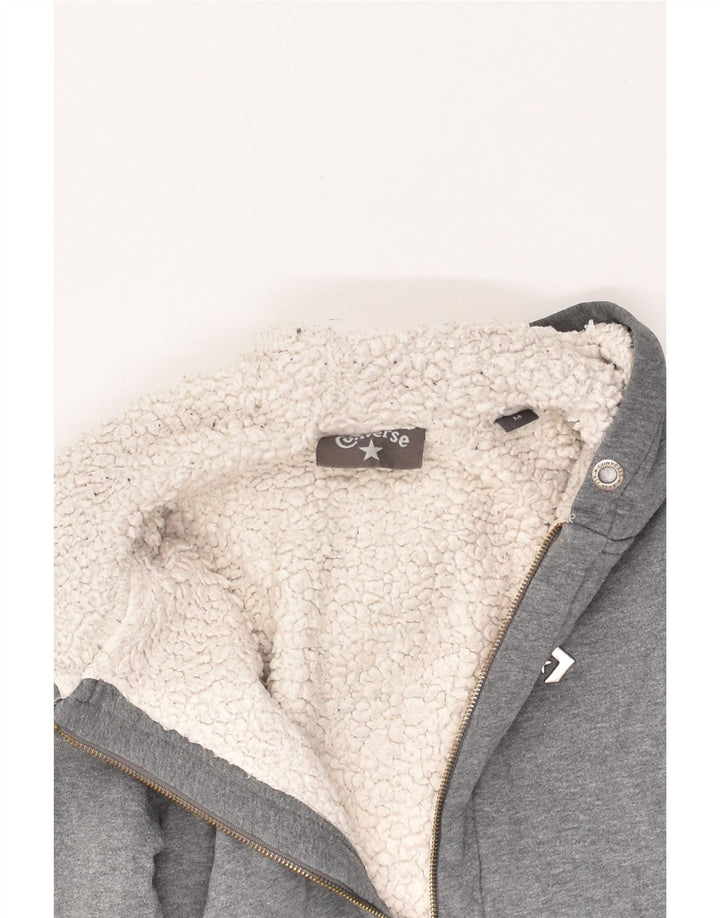 CONVERSE Womens Zip Hoodie Sweater UK 14 Medium Grey Cotton | Vintage Converse | Thrift | Second-Hand Converse | Used Clothing | Messina Hembry 