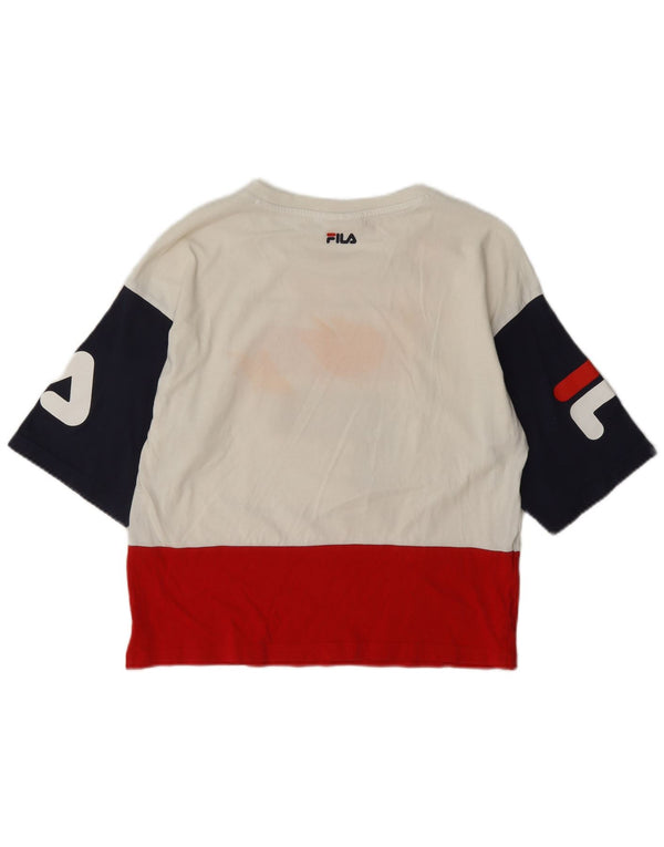 Fila Ženska skraćena majica kratkih rukava s grafičkim motivima UK 10 Small White Colourblock