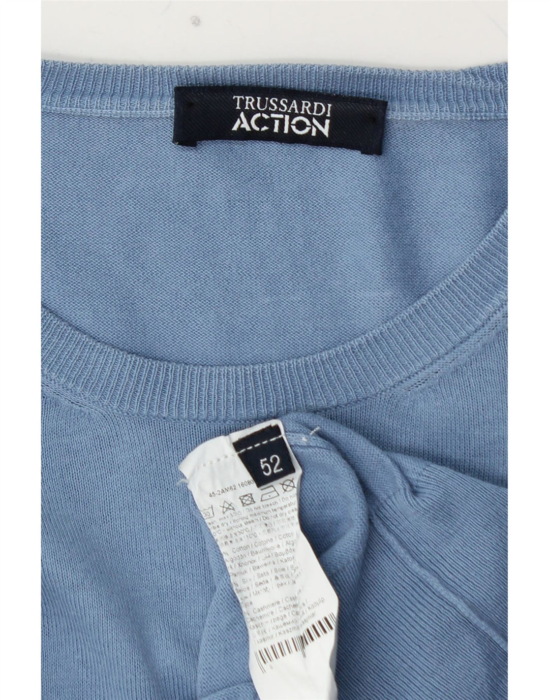 TRUSSARDI muški džemper s okruglim izrezom IT 52 Veliki plavi pamuk