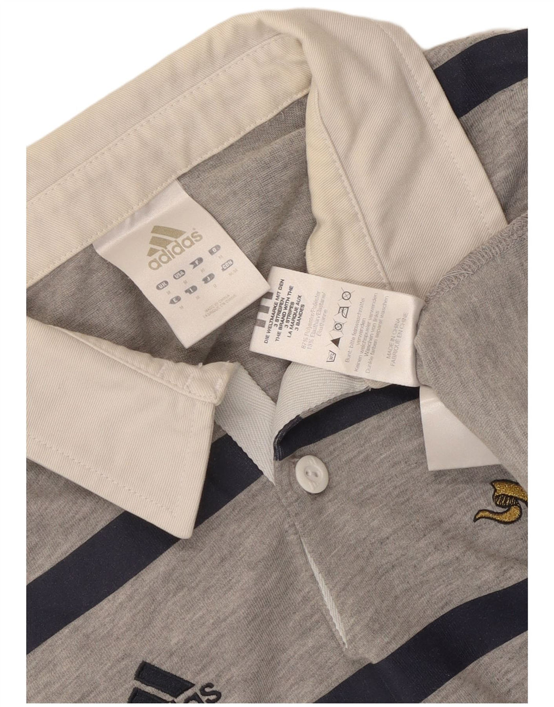 Adidas muška ragbi polo majica s grafičkim motivima, srednje sivi prugasti poliester