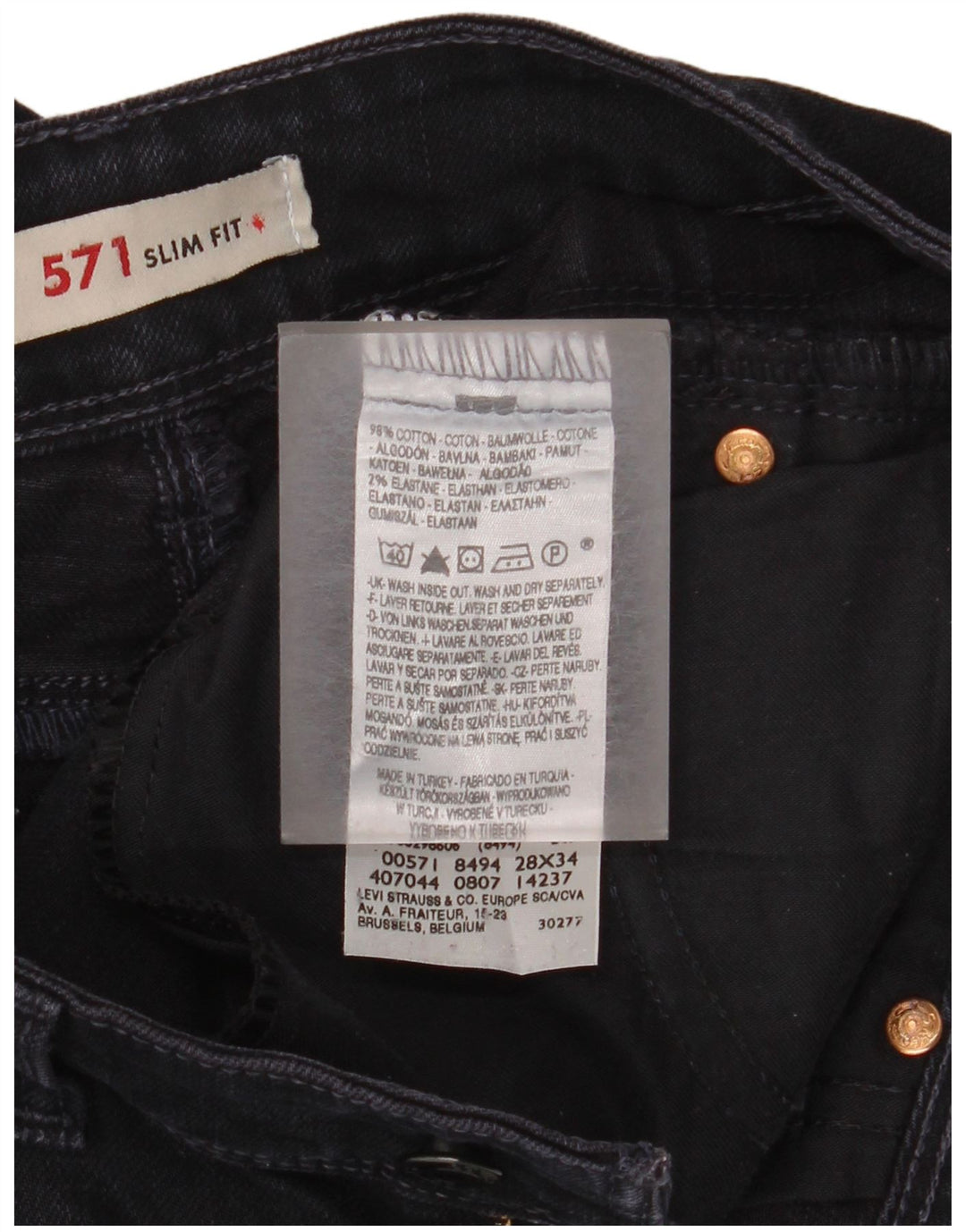 LEVI'S Ženske 571 uske traperice W28 L29 tamnoplavi pamuk