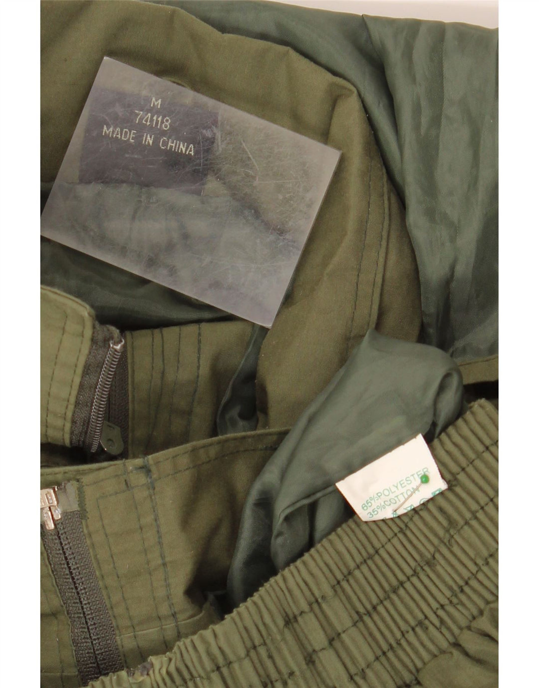 VINTAGE muška pomoćna jakna s kapuljačom UK 38, srednji kaki poliester