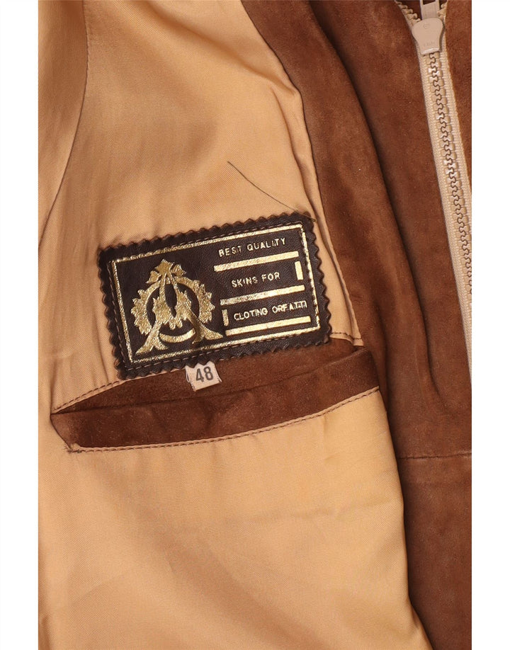 Vintage muška bomber jakna od brušene kože IT 48 srednje smeđe kože