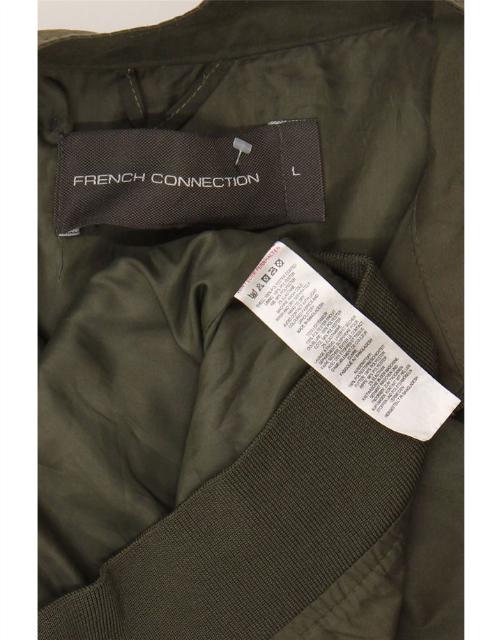 FRENCH CONNECTION Mens Bomber Jacket UK 40 Large Green Polyester