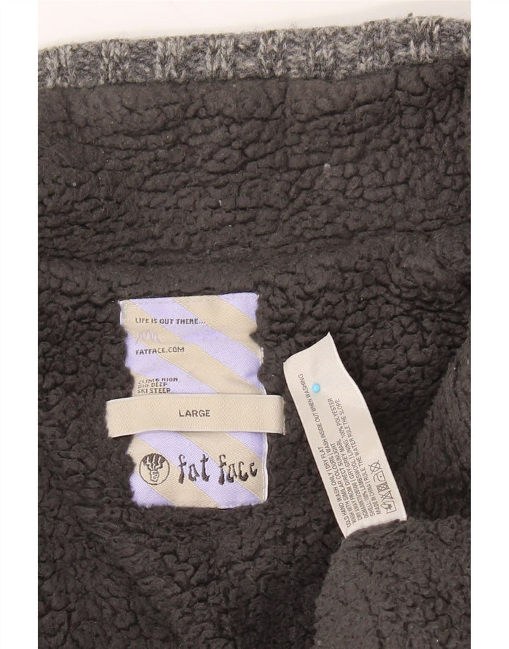 FAT FACE Muški džemper s izrezom i velikim sivim puloverom od janjeće vune