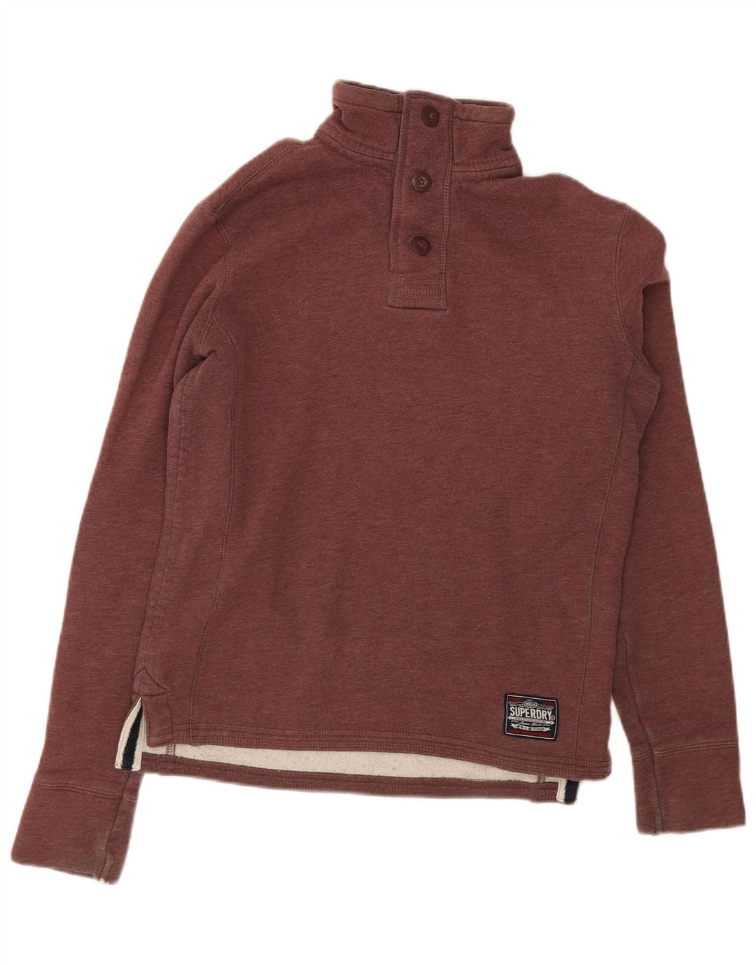 Superdry muška majica s dugmadima i izrezom Mali pamuk bordo boje