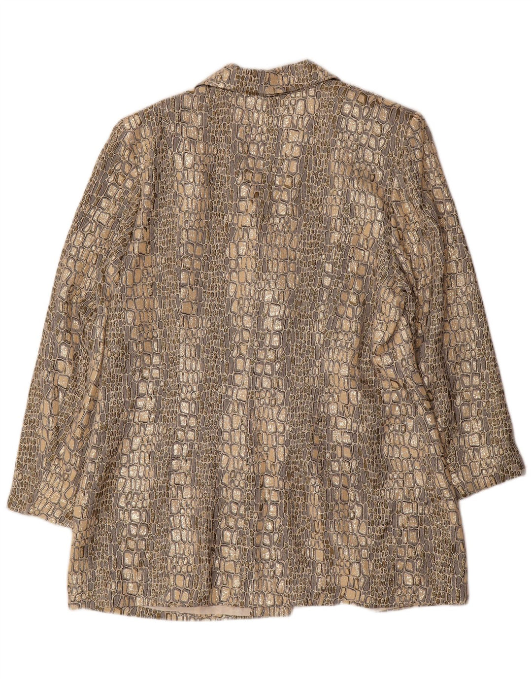 VINTAGE ženski sako sa 2 gumba UK 18 XL zlatni acetat sa životinjskim printom