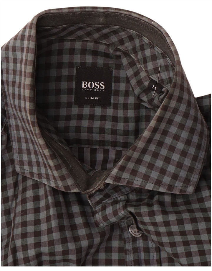 HUGO BOSS Muška uska košulja Srednje siva gingham