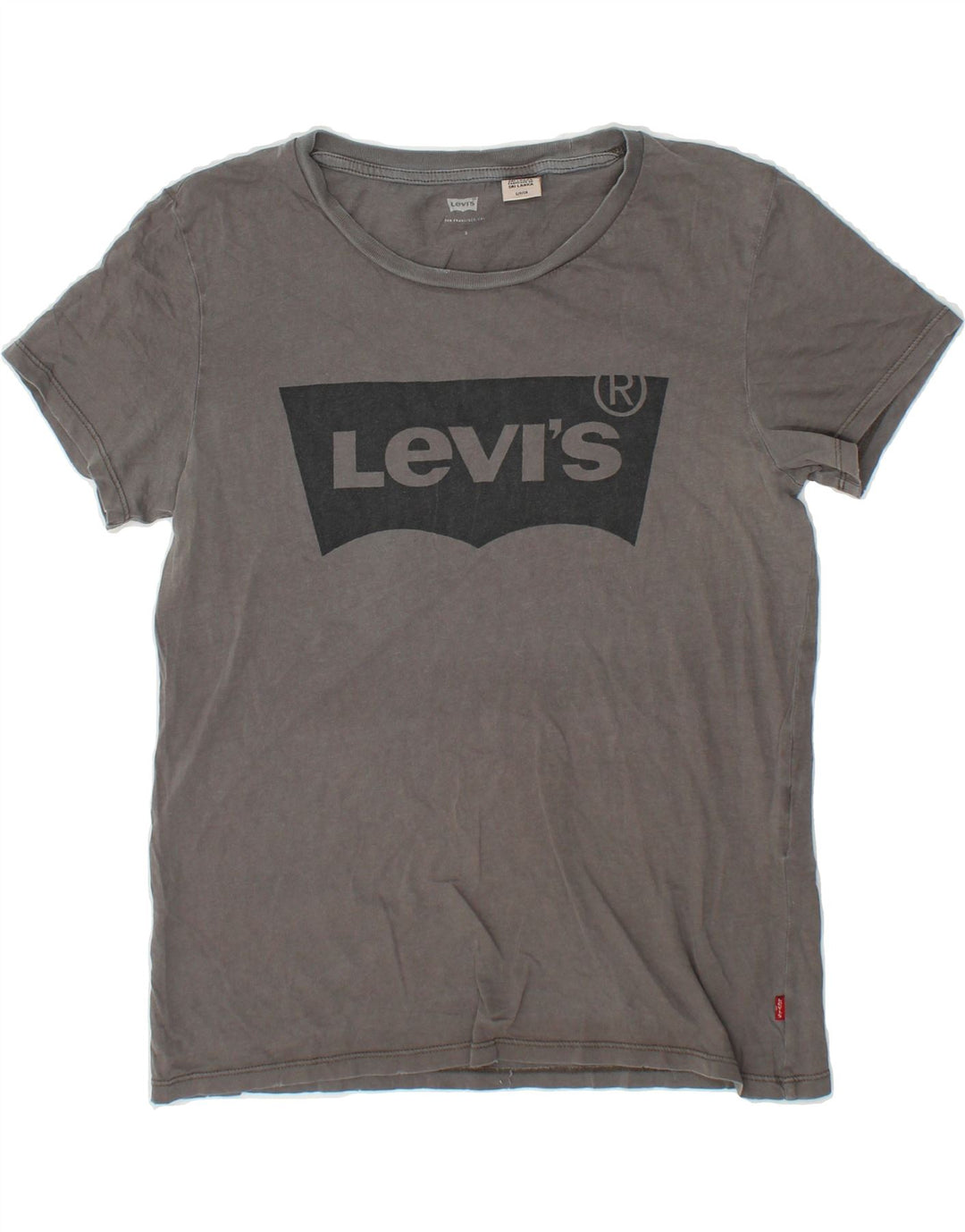 LEVI'S Womens Graphic T-Shirt Top UK 10 Small Grey Vintage Levi's and Second-Hand Levi's from Messina Hembry 