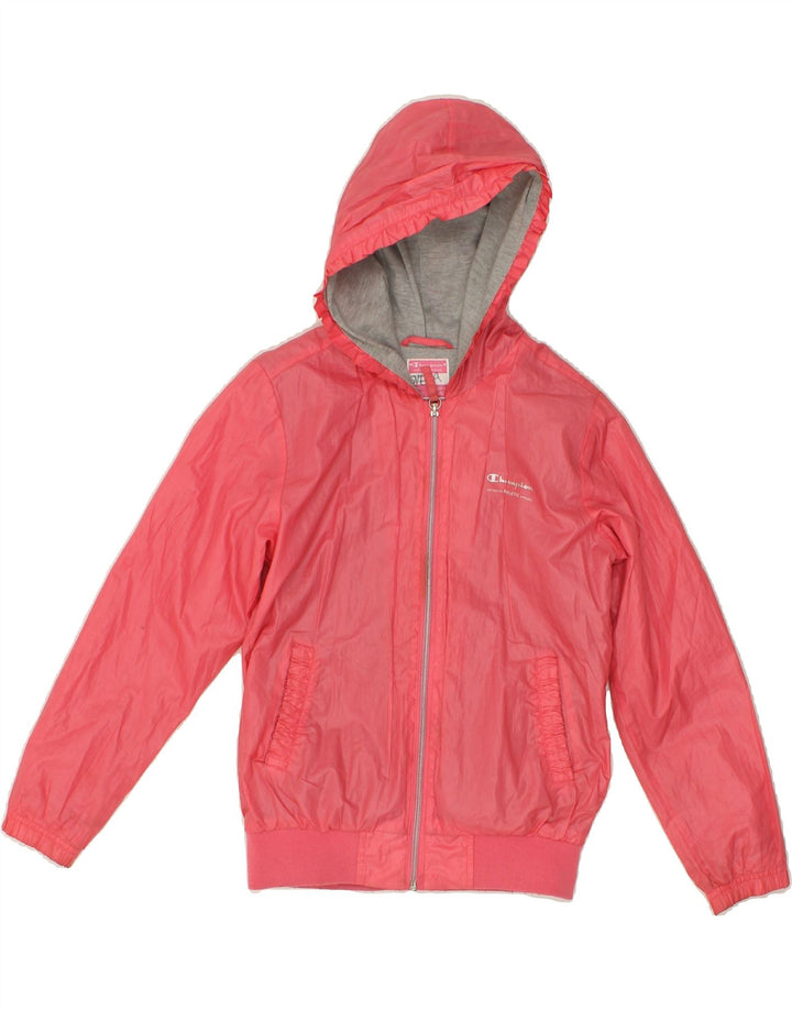 CHAMPION Girls Hooded Rain Jacket 9-10 Years Medium  Pink Polyester Vintage Champion and Second-Hand Champion from Messina Hembry 
