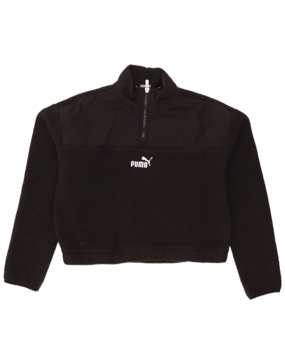 PUMA kratki ženski džemper od flisa s patentnim izrezom UK 10, mali, crni