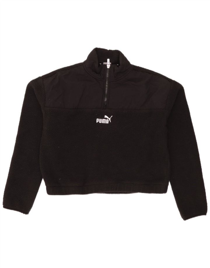 PUMA kratki ženski džemper od flisa s patentnim izrezom UK 10, mali, crni