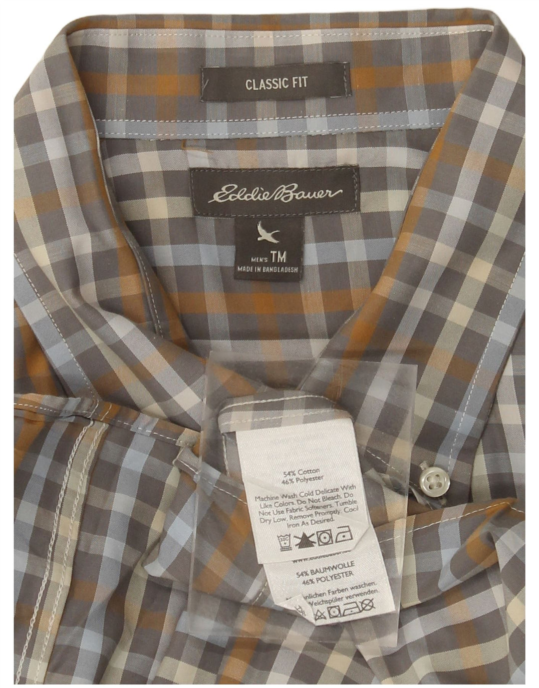 EDDIE BAUER Muška klasična košulja srednje sivog kariranog pamuka