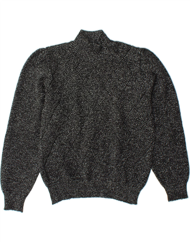 VINTAGE Womens Turtle Neck Jumper Sweater UK 14 Medium Black Vintage Vintage and Second-Hand Vintage from Messina Hembry 