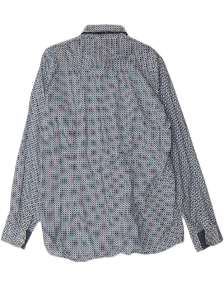 JOE BROWNS Mens Shirt Large Blue Geometric Cotton