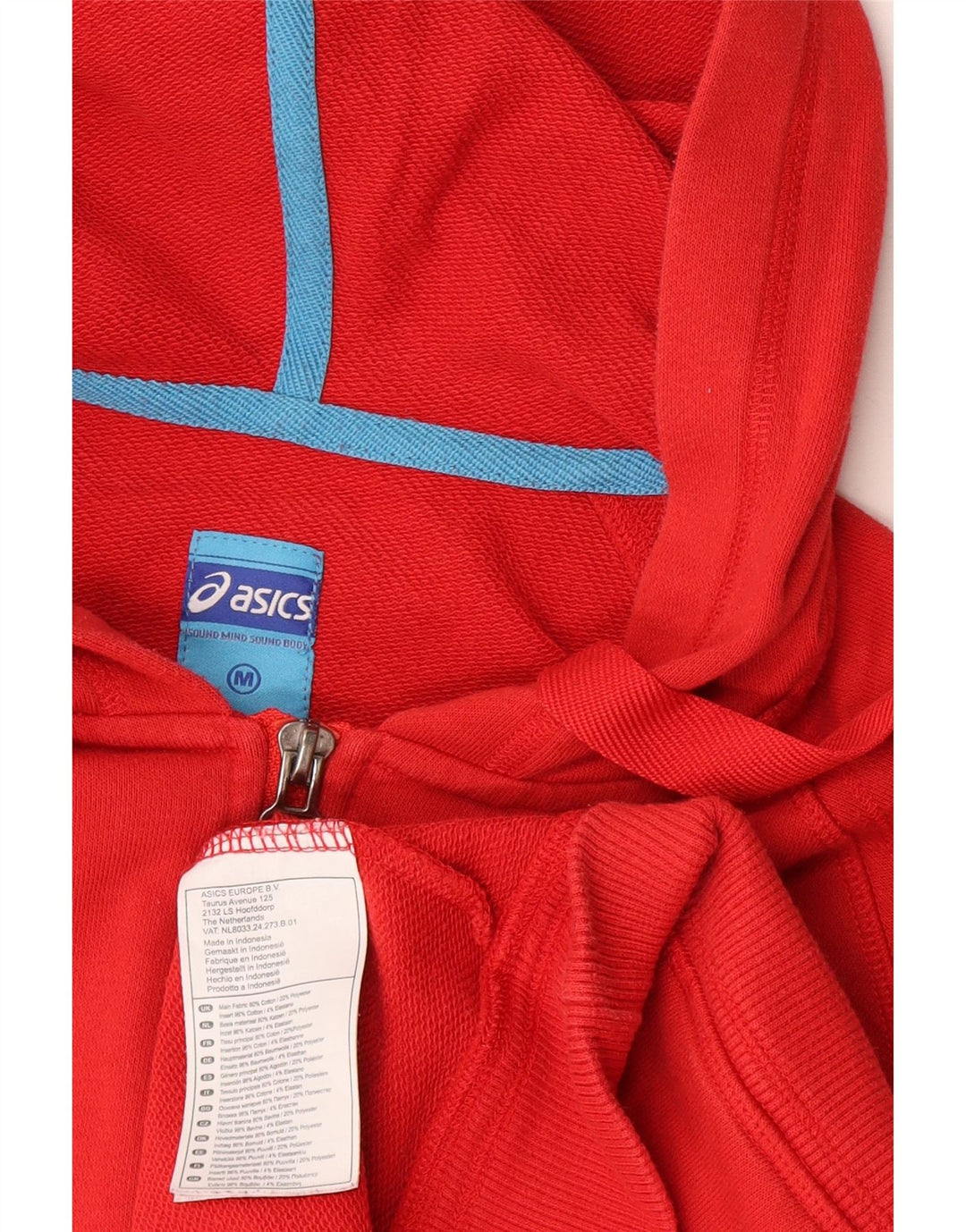 Asics muški pulover s kapuljačom na patentni zatvarač, srednji crveni pamuk