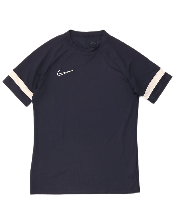 Nike Dri Fit T-Shirt Top Medium Navy Blue Colourblock