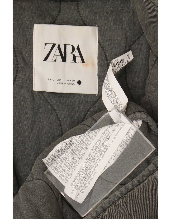 Zara ženska prevelika prošivena jakna UK 16 Large Gray Lyocell