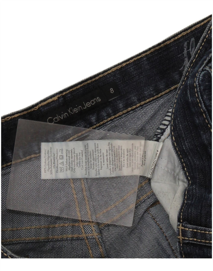 CALVIN KLEIN Ženske lepršave traperice US 8 srednje W32 L31 tamnoplavi pamuk