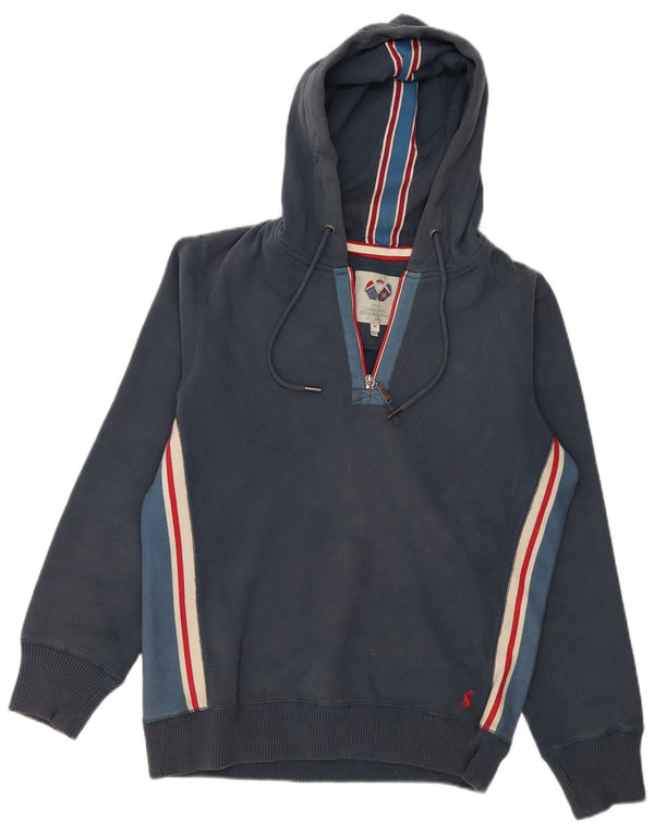 JOULES Mens Graphic Zip Neck Hoodie Jumper Medium Navy Blue Colourblock