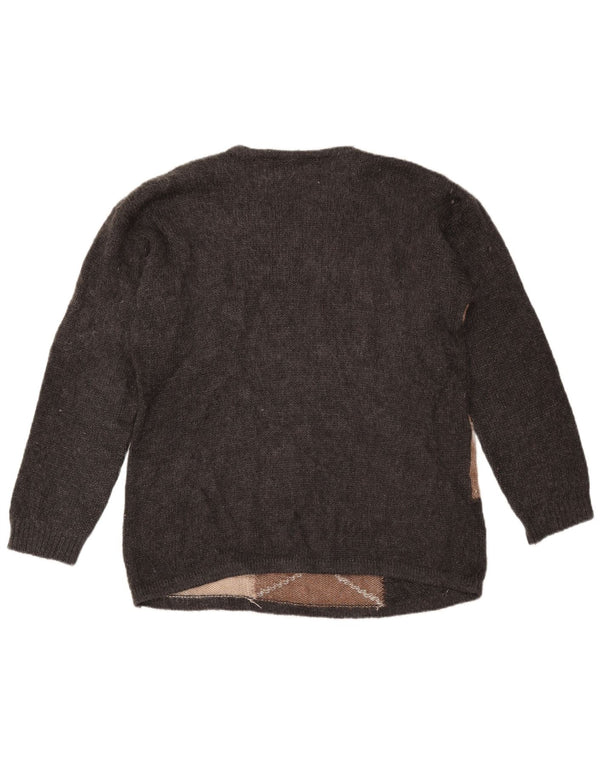 VINTAGE ženski džemper s morskim izrezom UK 16 Veliki sivi geometrijski