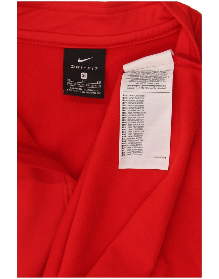 Nike Boys Dri Fit Zip Neck Pullover Top Trenirka 13-14 Years XL Red