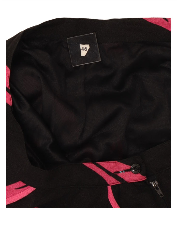 VINTAGE ženska suknja A-kroja s apstraktnim uzorkom IT 46 velika W32 crna