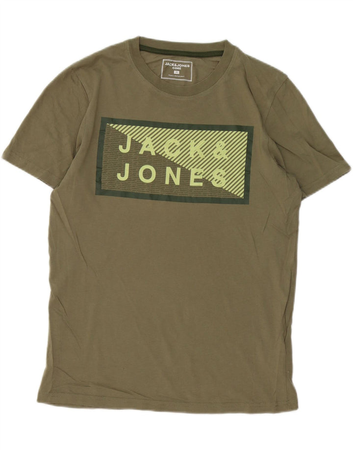 Jack & Jones muška majica kratkih rukava s grafičkim motivima, srednji kaki pamuk