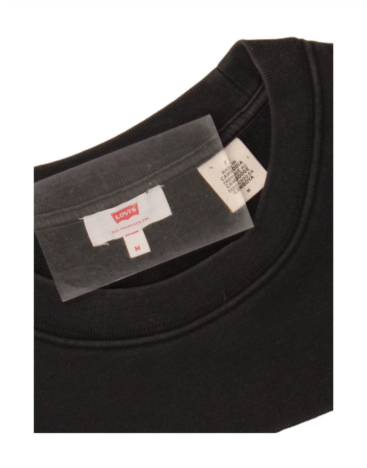 LEVI'S Womens Crop Graphic Sweatshirt Jumper UK 14 Medium Black Cotton Vintage Levi's and Second-Hand Levi's from Messina Hembry 