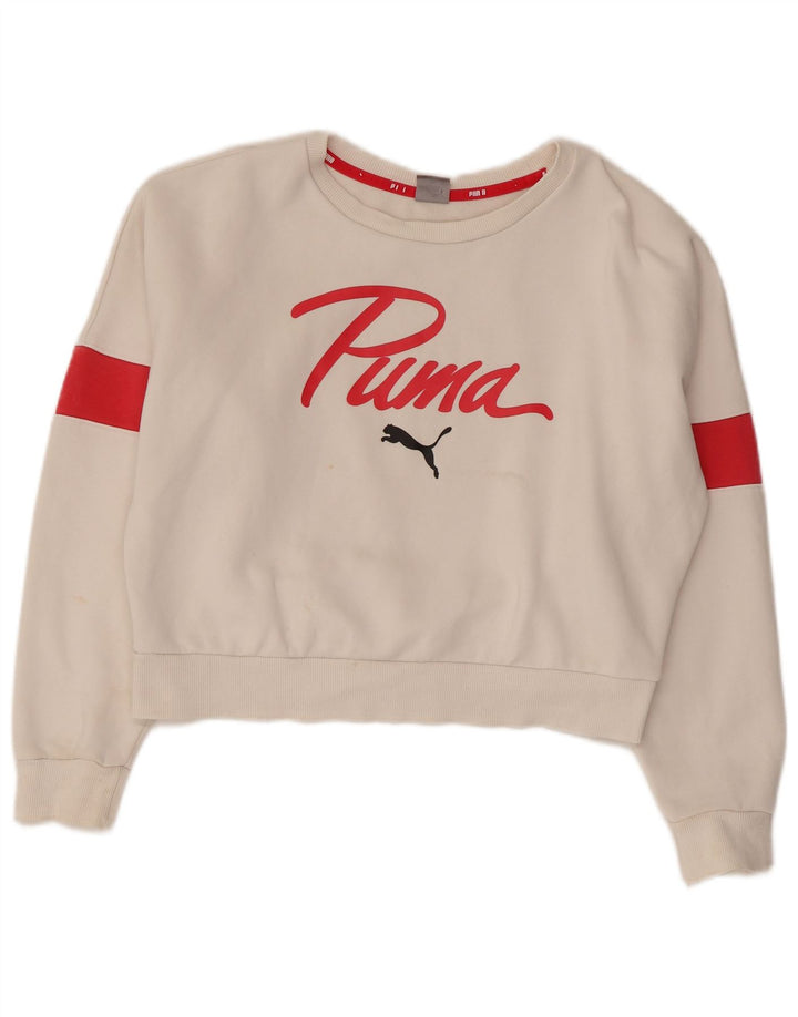 PUMA Ženska prekomjerna majica s kratkim rukavima UK 10 Small White Colourblock