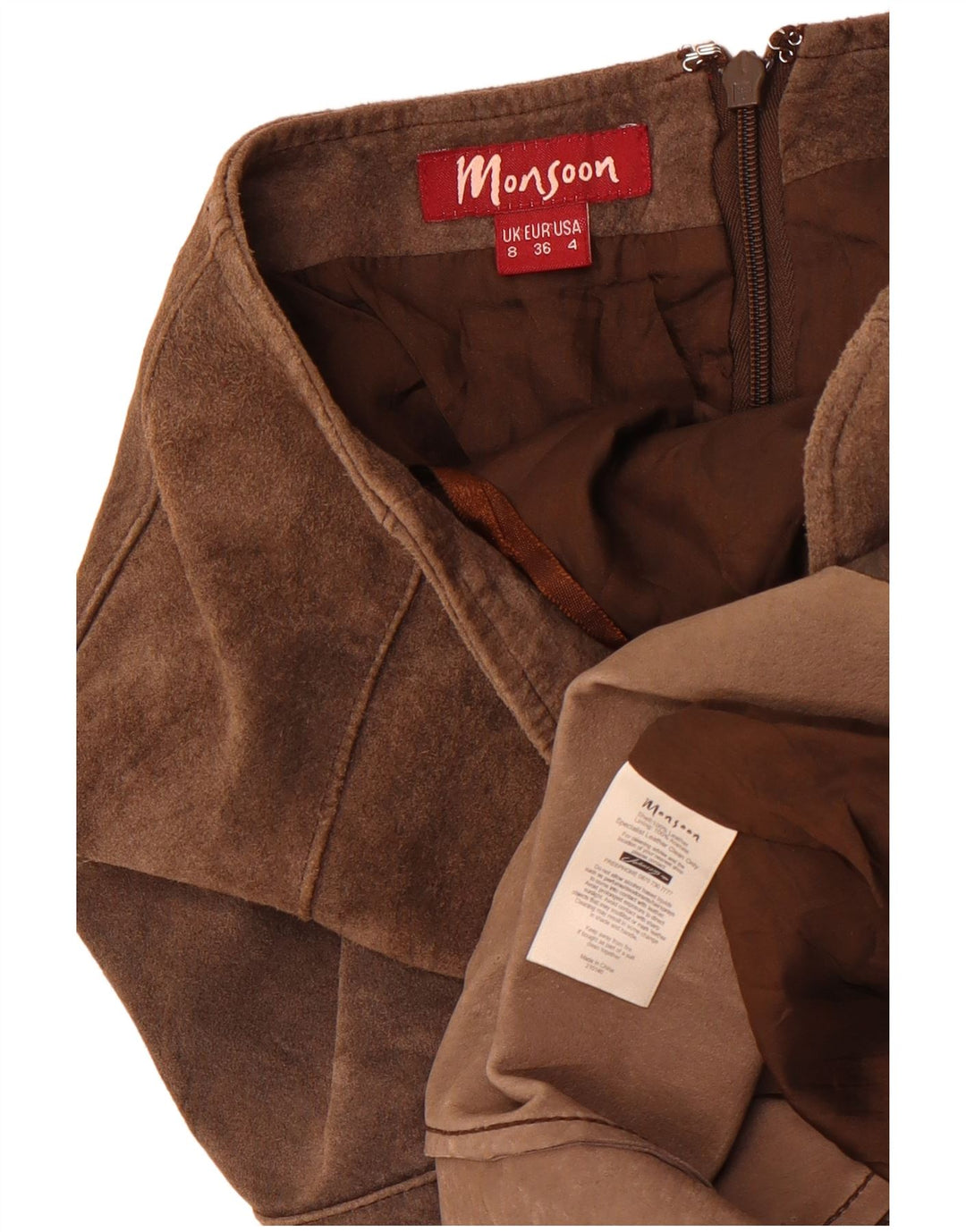 Monsoon ženska suknja od brušene kože UK 8, mala W26, smeđa koža