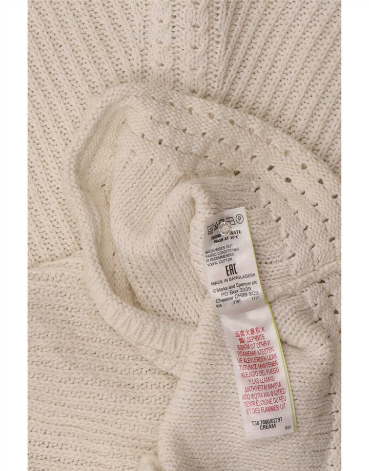 Marks & Spencer ženski džemper s veznim izrezom UK 14 srednje bijele boje