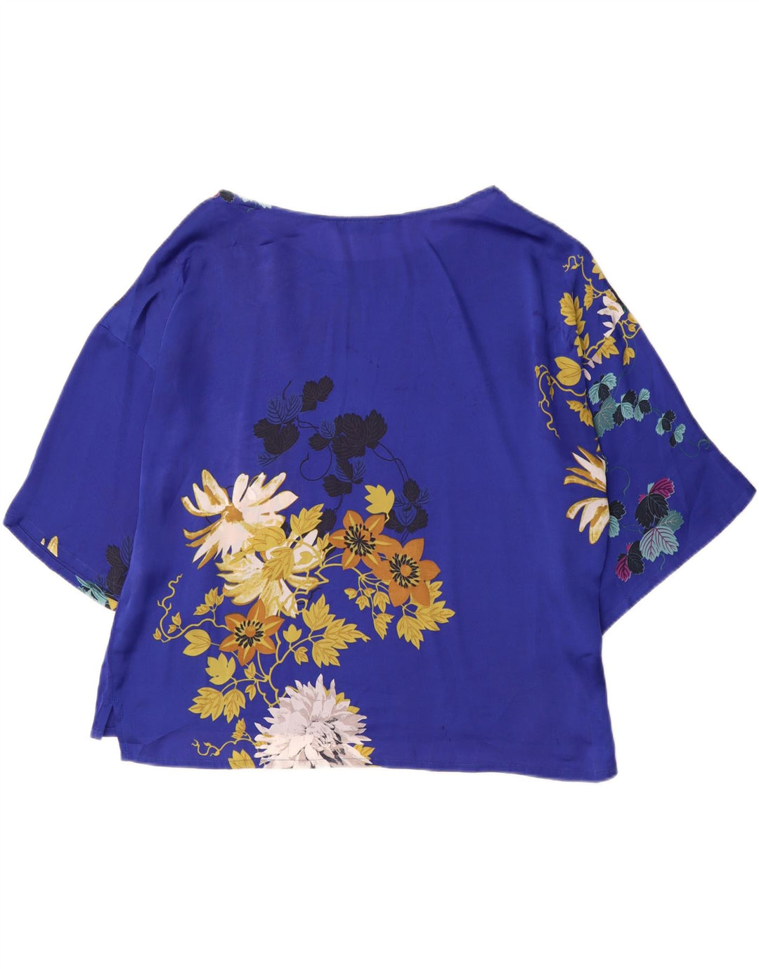 ZARA Womens Oversized Blouse Top UK 14 Medium Blue Floral Polyester