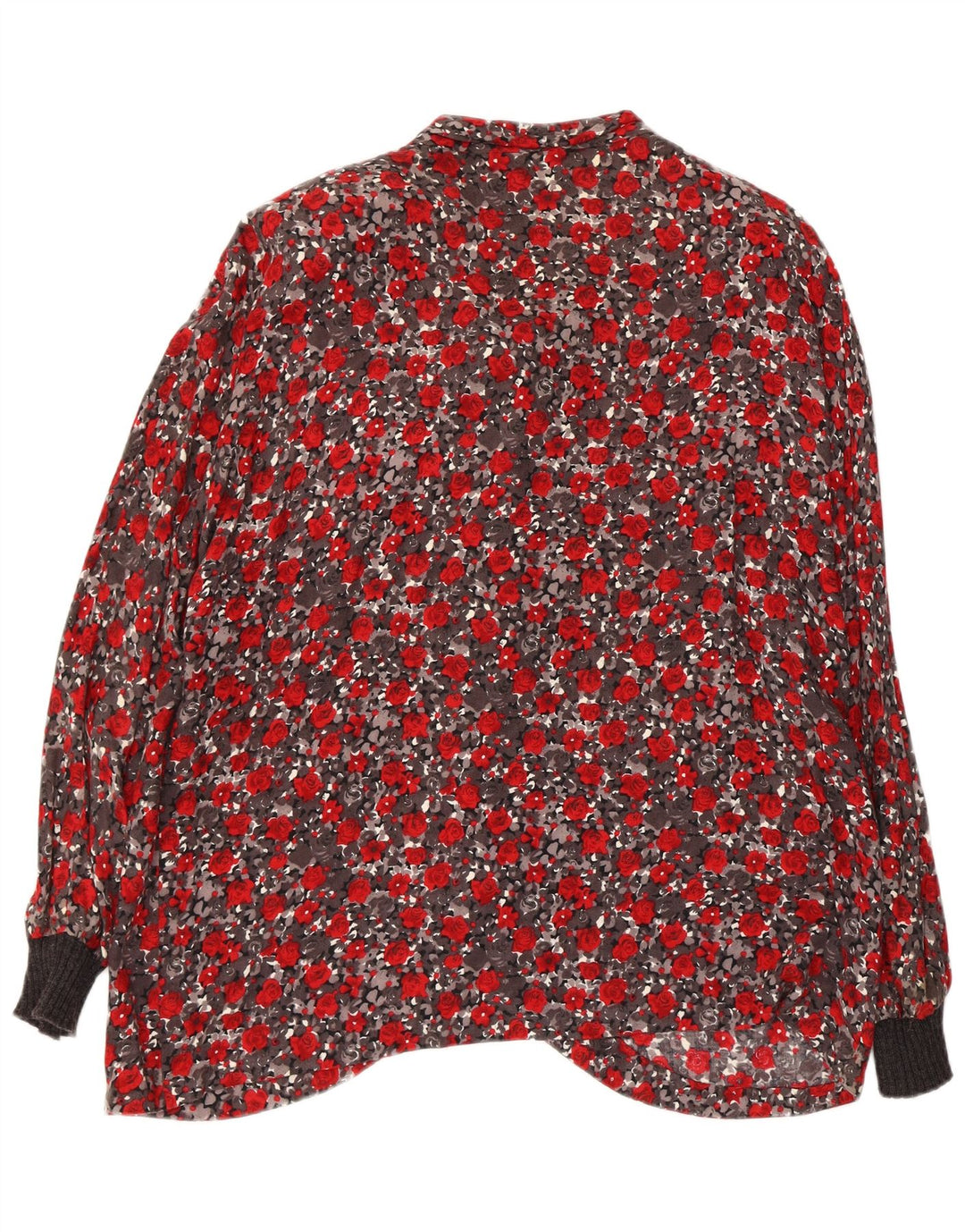 Premode ženska košulja s prednjom kravatom UK 18 XL crvena cvjetna