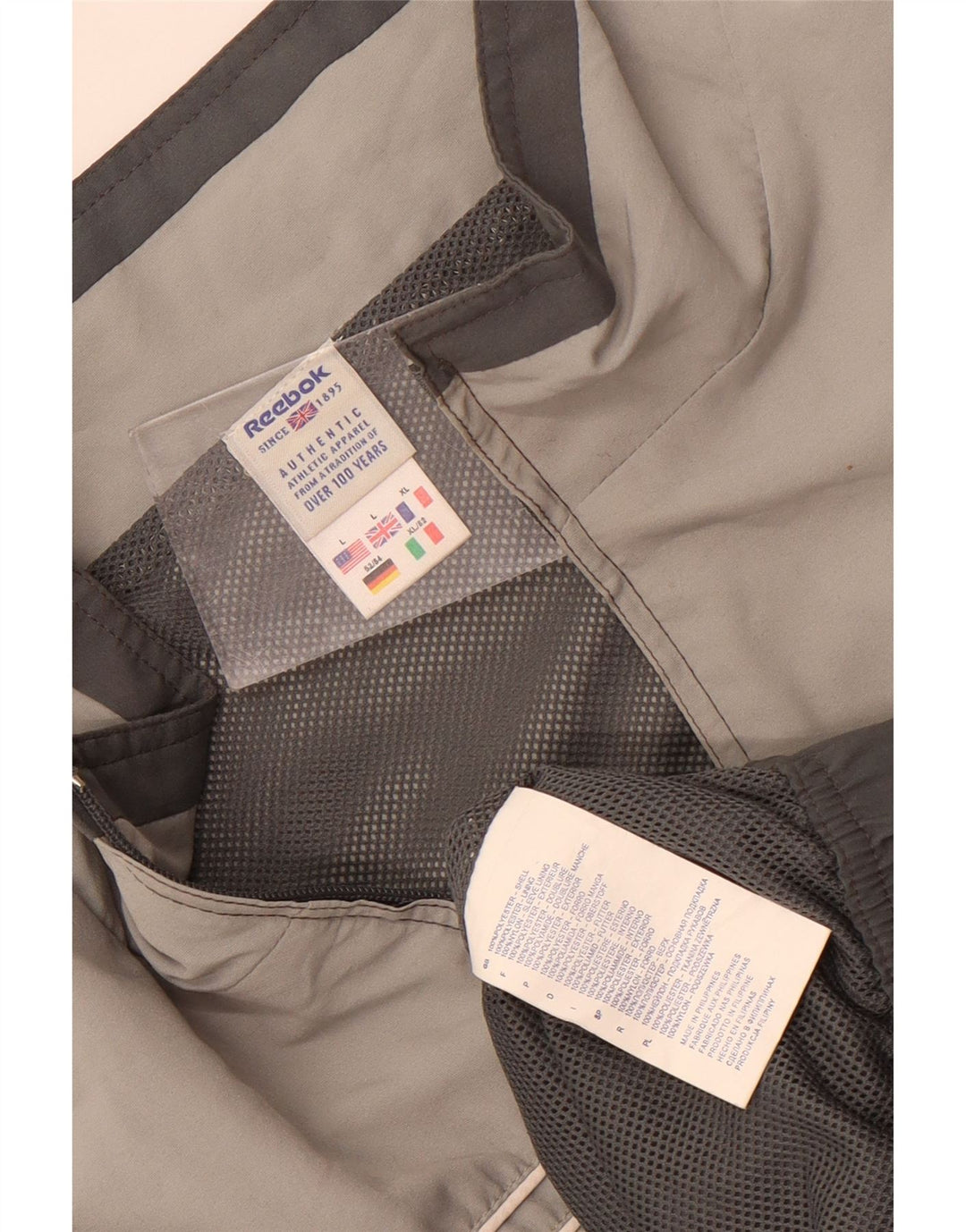 Reebok muška trenirka s grafičkim motivima, velika siva jakna od poliestera