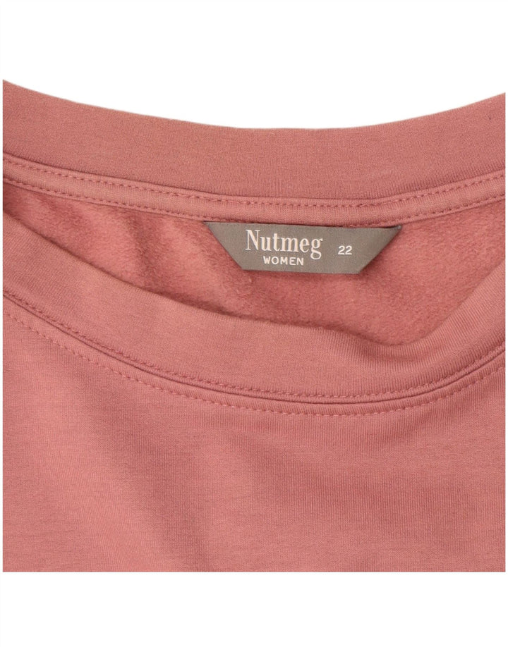 VINTAGE Ženska prevelika majica s kratkim rukavima UK 22 3XL Ružičasti poliester