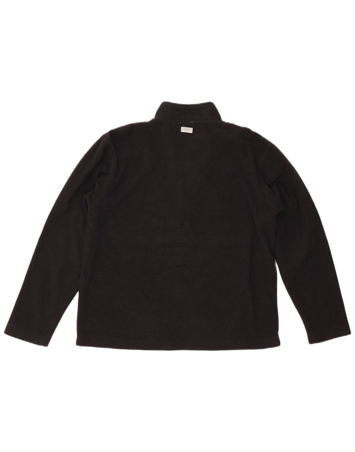 REEBOK Womens Zip Neck Fleece Jumper UK 14 Medium Black Polyester