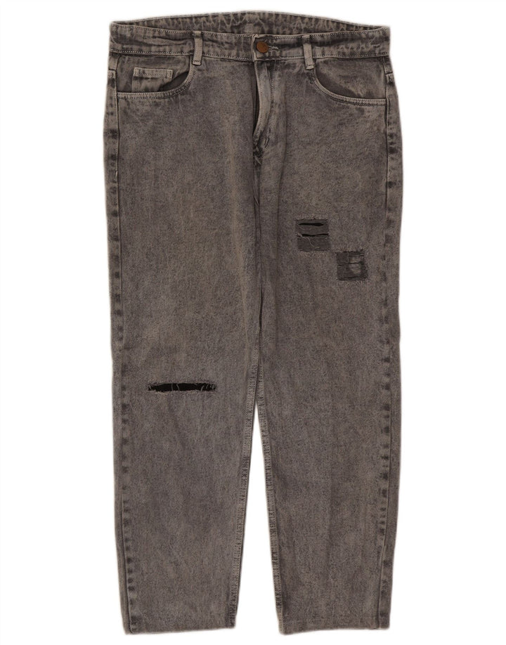 CALVIN KLEIN Mens Distressed Cropped Jeans W34 L25 Grey