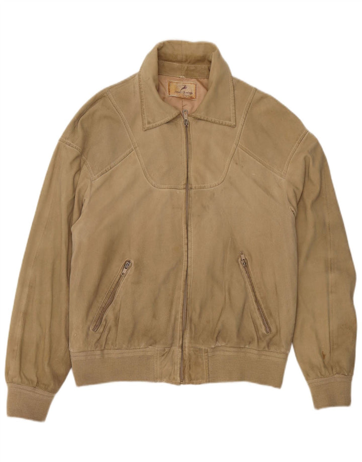 Vintage muška bomber jakna od brušene kože UK 38 srednje bež boje