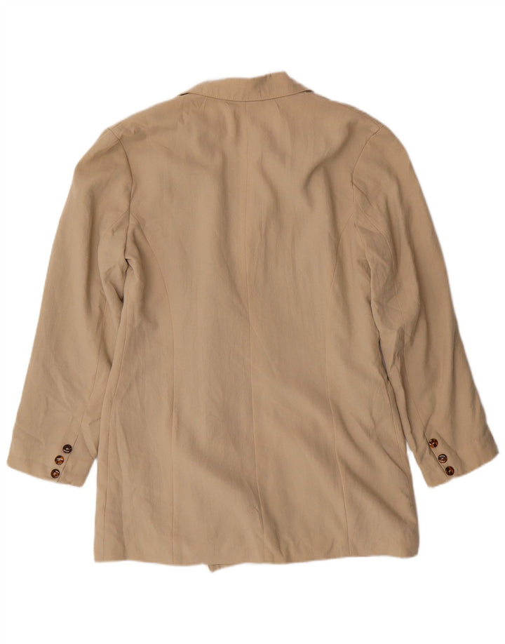 VINTAGE Womens Double Breasted Blazer Jacket EU 36 Small Beige Polyester