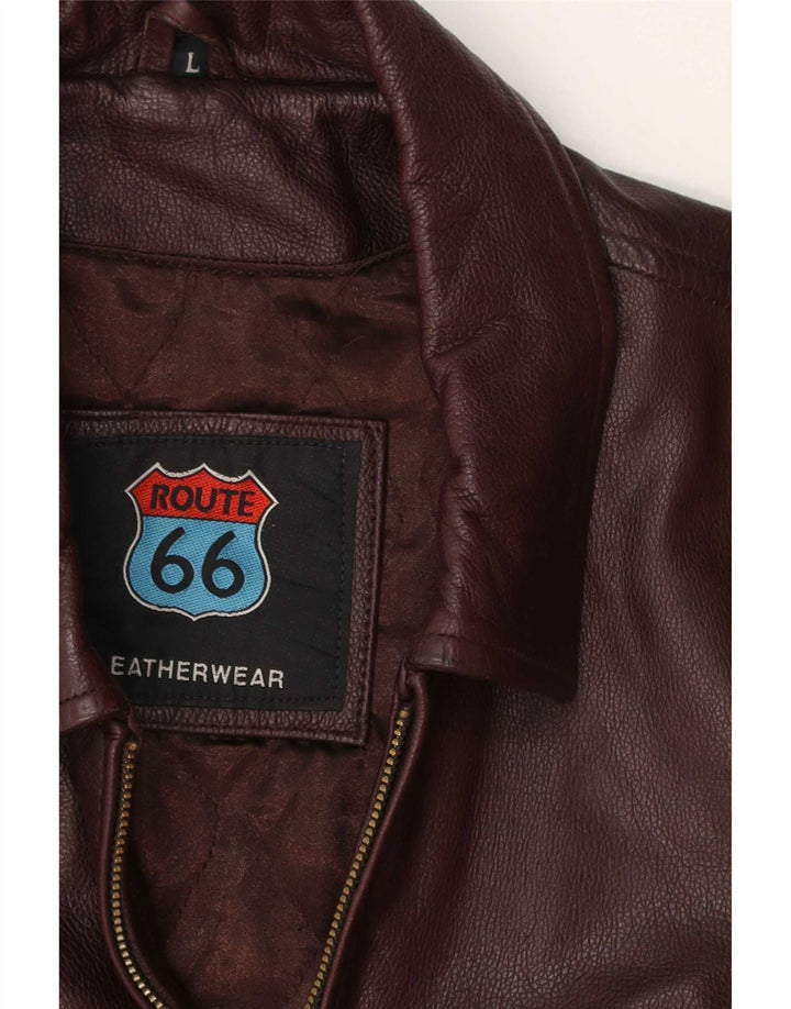Route 66 muška kožna jakna UK 40 Large Burgundy